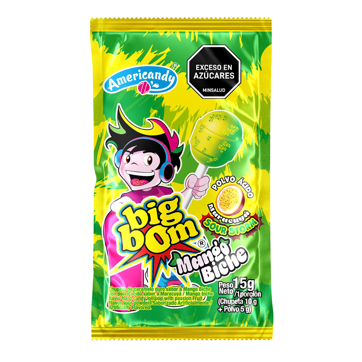 CHUPETIN BIG BOM MANGO Y FRUTOS TROPICALES + POLVO ACIDO
