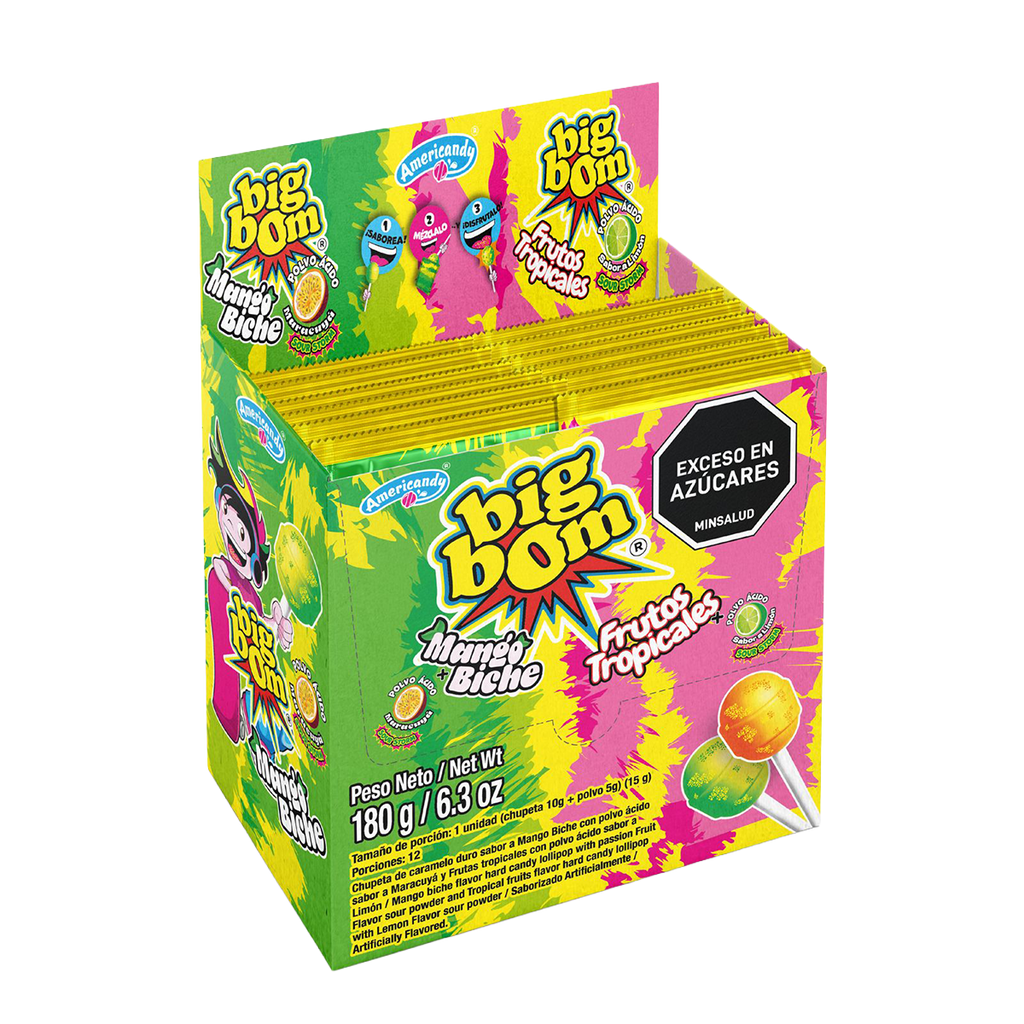 CHUPETIN BIG BOM MANGO Y FRUTOS TROPICALES + POLVO ACIDO