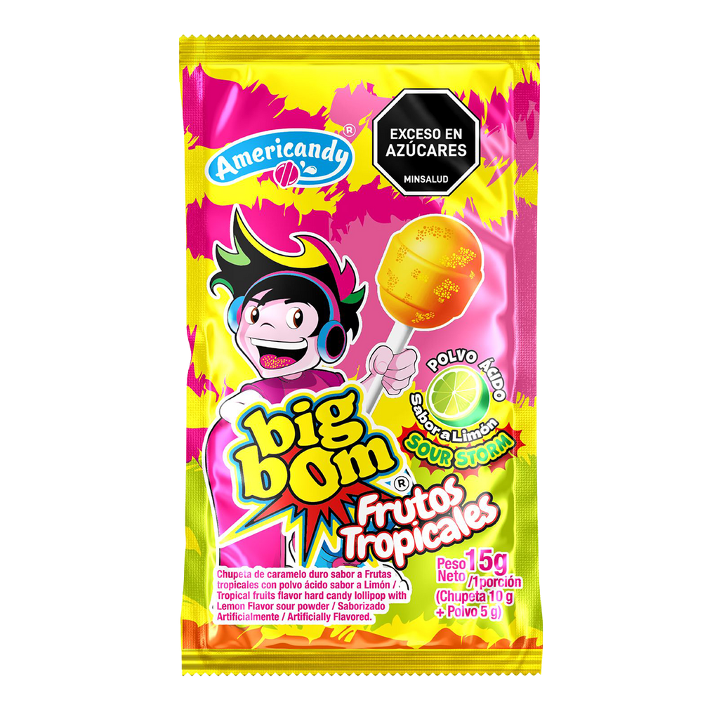 CHUPETIN BIG BOM MANGO Y FRUTOS TROPICALES + POLVO ACIDO