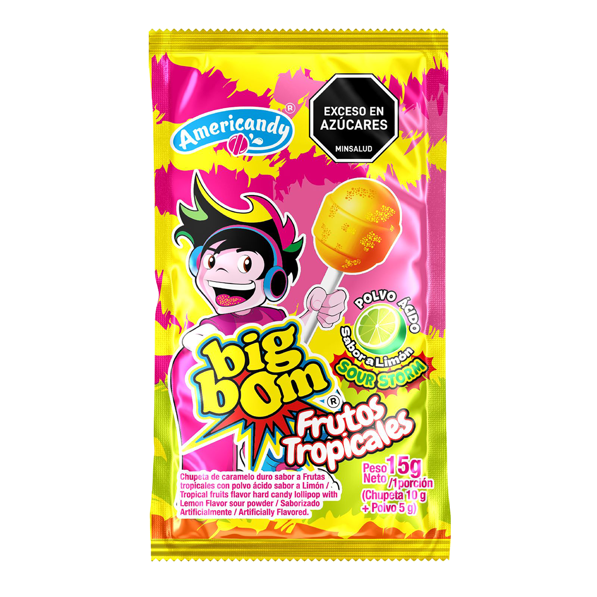 CHUPETIN BIG BOM MANGO Y FRUTOS TROPICALES + POLVO ACIDO