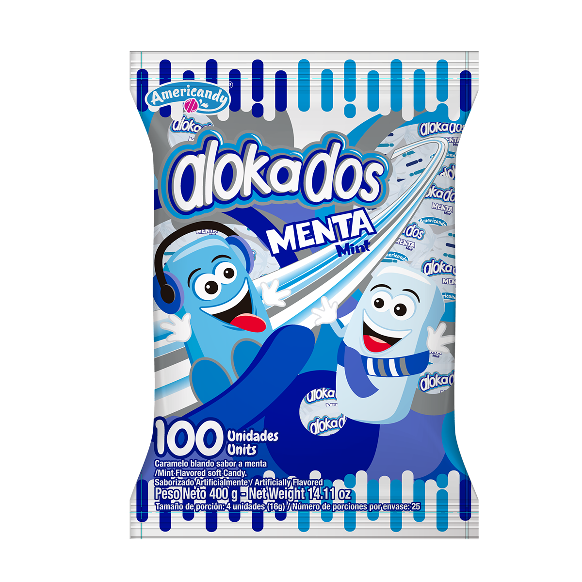 CARAMELO BLANDO ALOKADOS MENTA - 100 UNIDADES