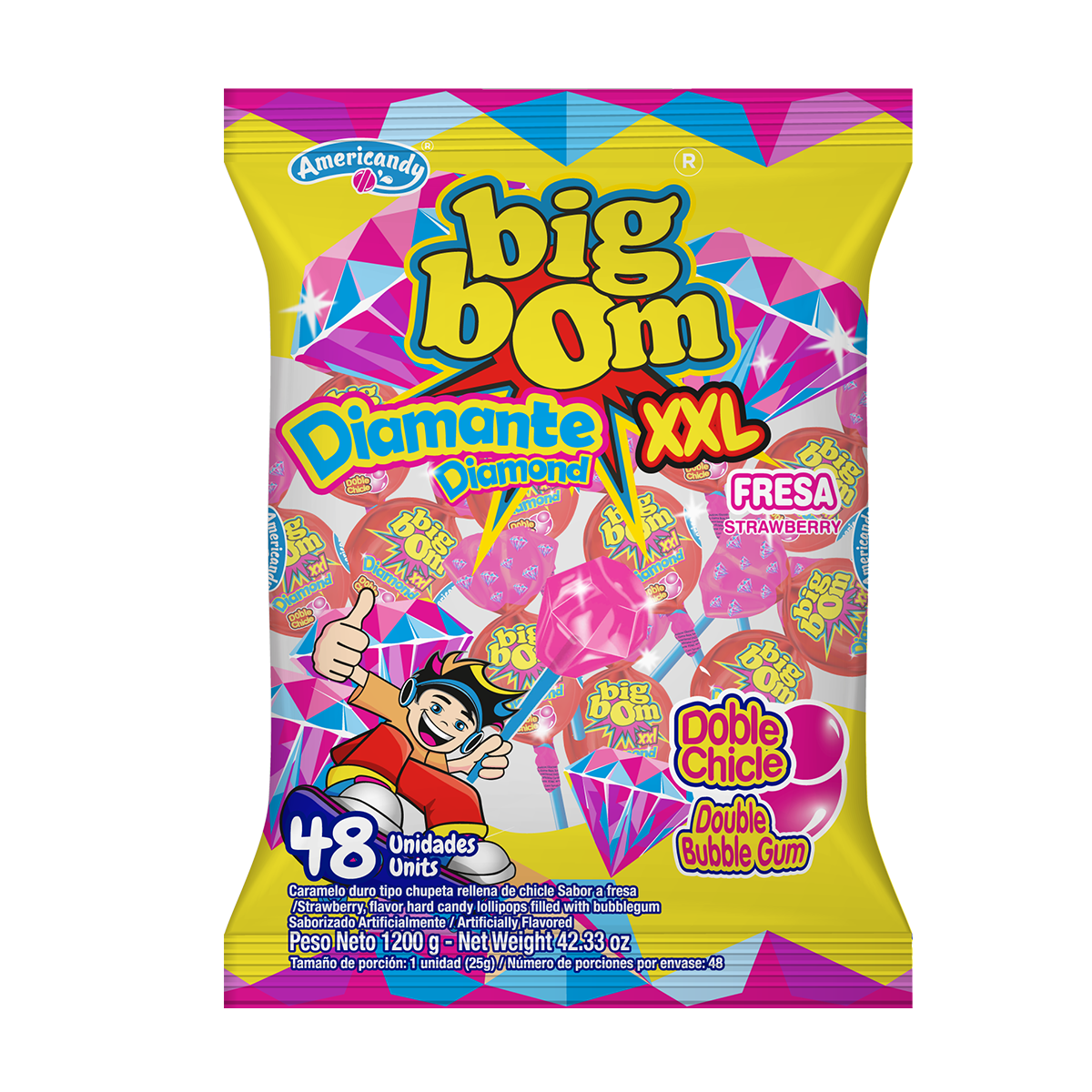 CHUPETIN BIG BOM DIAMANTE XXL - 48 UNIDADES