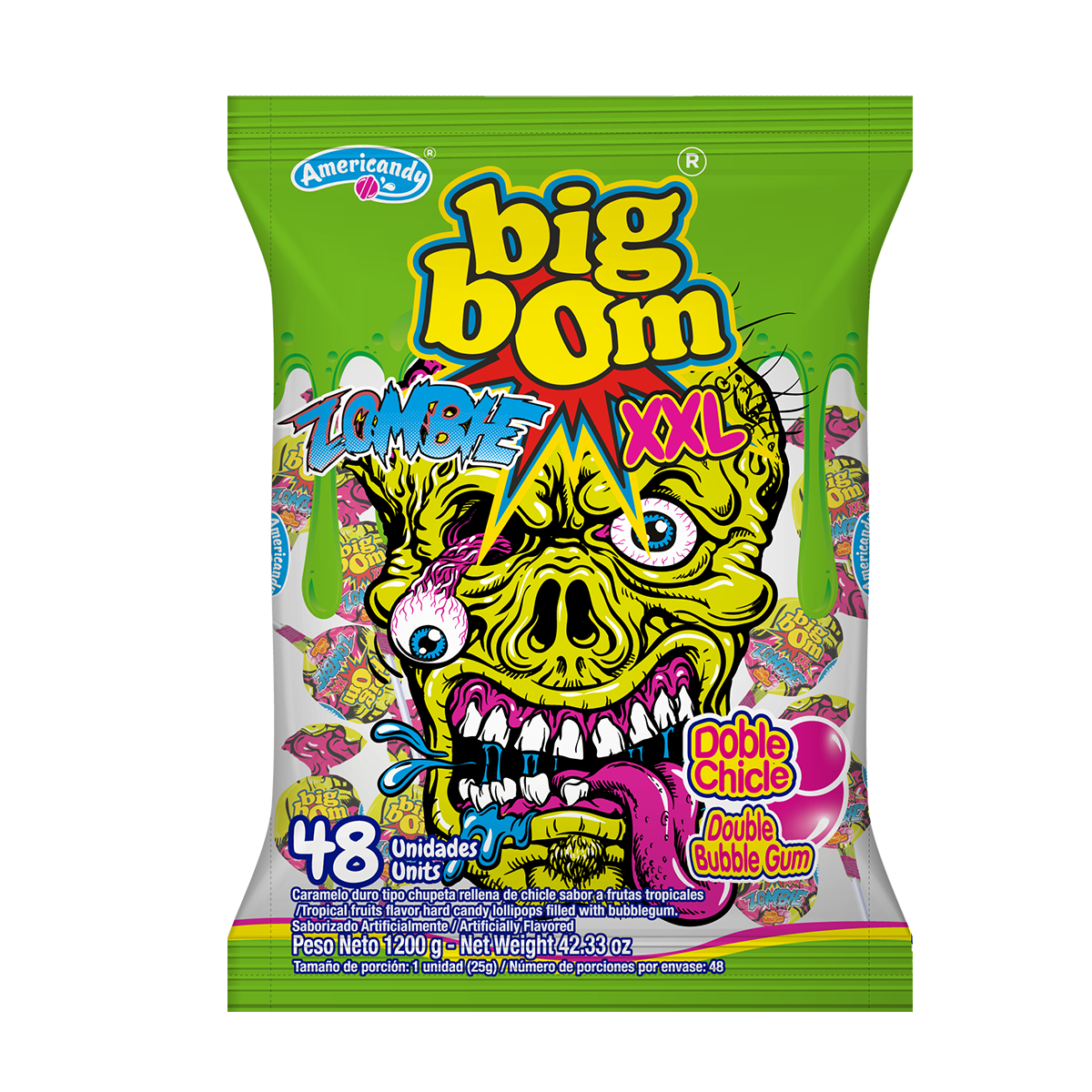 CHUPETIN BIG BOM ZOMBIE XXL - 48 UNIDADES