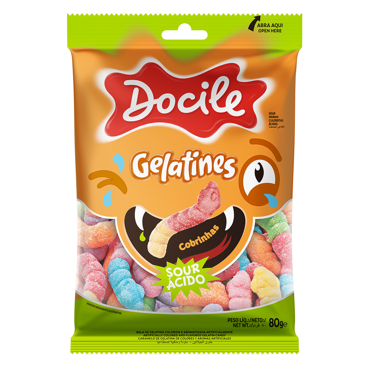 GELATINES GUSANOS ACIDOS - 80 g